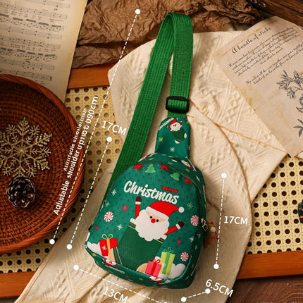 Merry Christmas Mini Gift Pouch, Green Santa Treat Bag