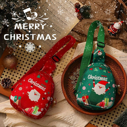 Merry Christmas Mini Gift Pouch, Green Santa Treat Bag