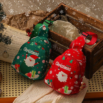 Merry Christmas Mini Gift Pouch, Green Santa Treat Bag