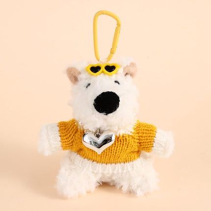 West Highland Dog Plush Pendant in Yellow Outfit with Heart Motif