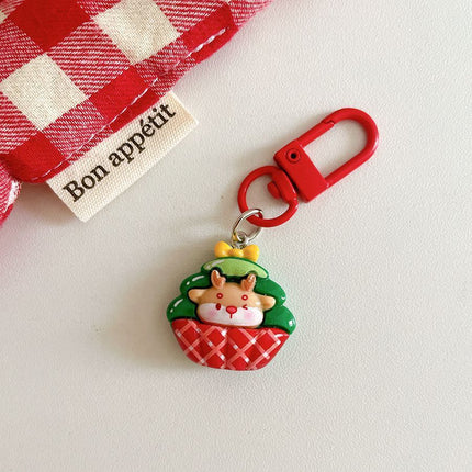 Christmas Flower Basket Resin Keychain