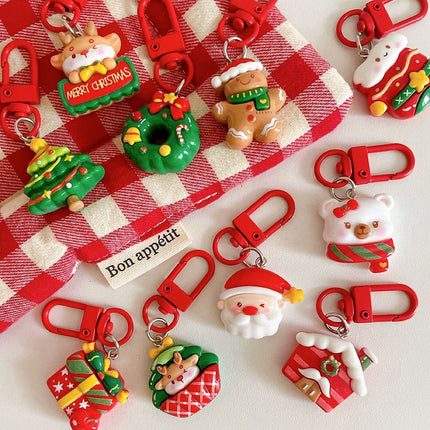 Christmas Flower Basket Resin Keychain
