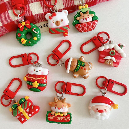 Christmas Character Resin Keychain, Cute Backpack Hanging Accessory