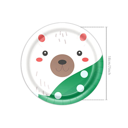 7 Inch Disposable Paper Plates 10 PCS, White Bear Pattern Tableware