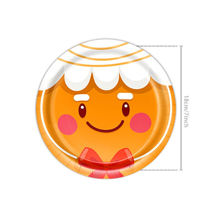 7 Inch Disposable Paper Plates 10 PCS, Gingerbread Man Printed Plates