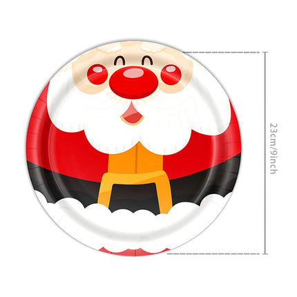 9 Inch Disposable Paper Plates 10 PCS, Santa Printed Dinnerware