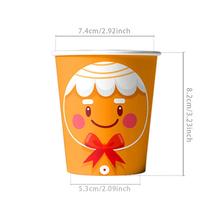 Disposable Paper Cups 10 PCS, Gingerbread Man Pattern Drink Cups