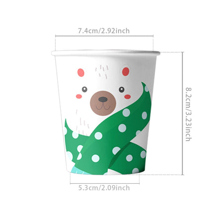 Disposable Paper Cups 10 PCS, White Bear Printed Paper Cups