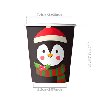 Disposable Paper Cups 10 PCS, Penguin Cartoon Motif Cups