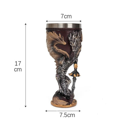 Resin Dragon Figurine Wine Goblet 2 PCS, Embossed Dragon Sculpture
