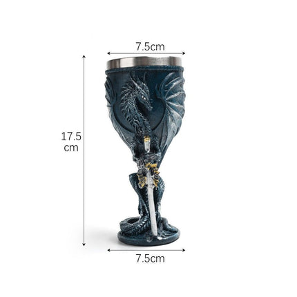 Resin Raven Bird Sculpted Goblet 2 PCS, Dark‑toned Gothic Resin Cup
