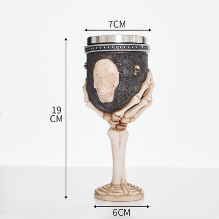 Resin Skeleton Hand Holding Skull Goblet 2 PCS, 3D Sculpted Resin Cup
