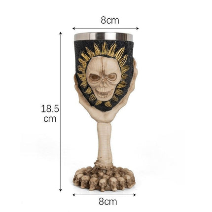 Resin Sun‑framed Skull Goblet 2 PCS, Retro Relief Sculpted Cup