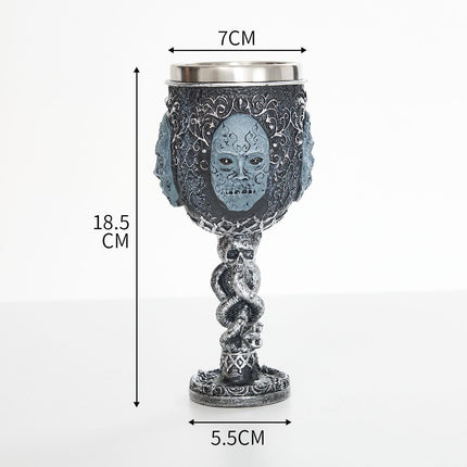 Resin Mask‑embossed Wine Goblet 2 PCS, Twisted Stem Resin Cup
