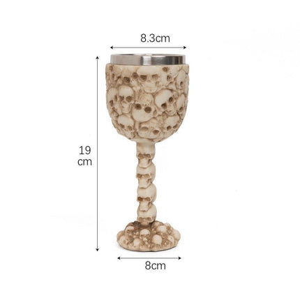 Resin Weathered Bone‑Pattern Goblet 2 PCS, Aged Bone‑textured Surface, Stainless Steel Inner Insert, Bar Drinkware for Christmas & Halloween