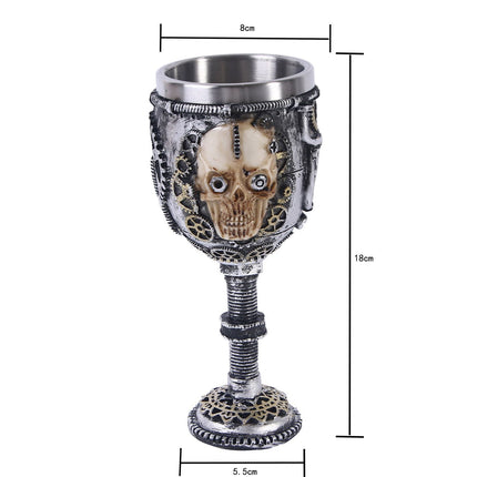 Resin Armour‑frame Skull Goblet 2 PCS, Medieval Style Resin Wine Cup