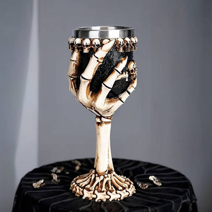 Resin Skull Ghost‑Hand Sculpted Goblet, Novelty Bar Cocktail Wine Cup, Decorative Tableware for Christmas & Halloween Gathering