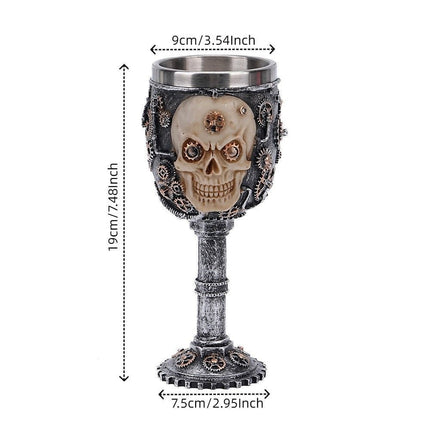 Mechanical Style Resin Skull Goblet, Unique Retro Bar Drinking Vessel