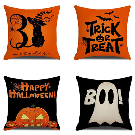 4PC Christmas & Halloween Themed Decorative Pillow Cover, Style 8