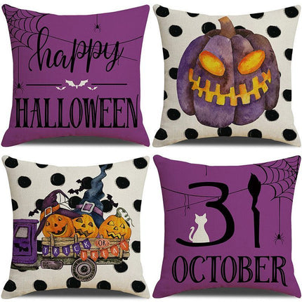4PC Decorative Pillow Cover, Christmas & Halloween Holiday Ornament