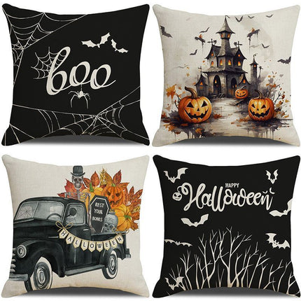 Christmas & Halloween Home Decor 4PC Decorative Pillow Cover, Style 14