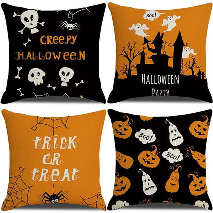 4PC Seasonal Decorative Pillow Cover, Fit for Halloween & Christmas