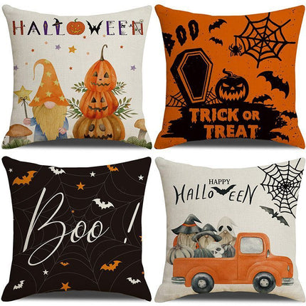 4PC Seasonal Decorative Pillow Cover, Fit for Christmas & Halloween