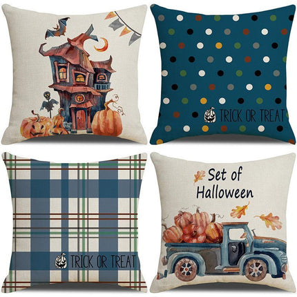 Decorative Pillow Cover For Home 4PC, Halloween & Christmas Festival Supply, Style 17, Suitable For Sofa, Living Room, Bedroom, 45x45cm Does Not Include Pillow Core, Tidy Appearance Cushion Cover For Room Visual Upgrade