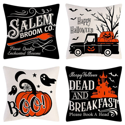 4PC Pillow Cover For Festival Decoration, Halloween & Christmas Home Display, Style 31, Suitable For Sofa, Living Room, Bedroom, 45x45cm Does Not Include Pillow Core, Household Atmosphere Cushion Cover For Festival Gathering Occasion