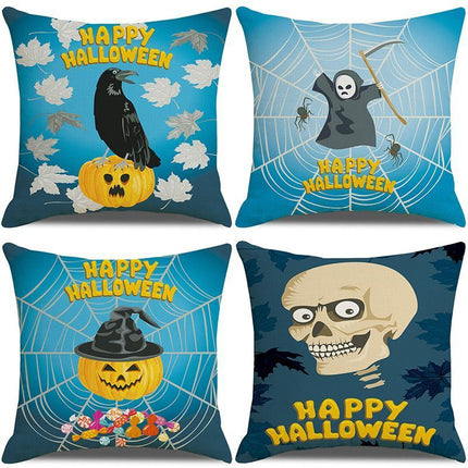 Home Festival Decoration 4PC Decorative Pillow Cover, Halloween & Christmas Theme, Style 33, Suitable For Sofa, Living Room, Bedroom, 45x45cm Does Not Include Pillow Core, Decorative Household Cushion Cover For Holiday Visual Effect