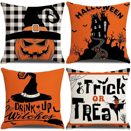 Christmas & Halloween Celebration 4PC Indoor Pillow Cover, Style 38