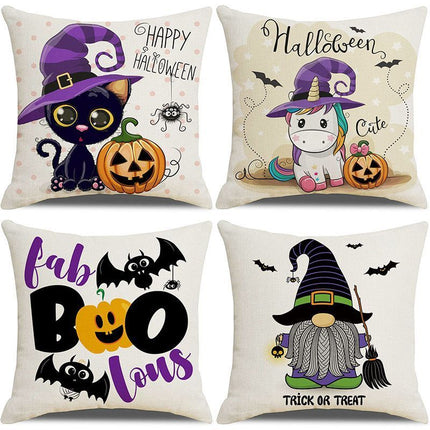 4PC Festive Decor Pillow Cover, for Halloween & Christmas Home Setting
