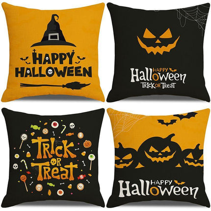 Decorative Pillow Cover 4PC, Halloween & Christmas Home Party Essential, Style 41, Suitable For Sofa, Living Room, Bedroom, 45x45cm Does Not Include Pillow Core, Indoor Layout Accent Cushion Cover For Family Festival Time