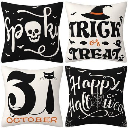 Halloween & Christmas Household Decor Item 4PC Pillow Cover, Style 45