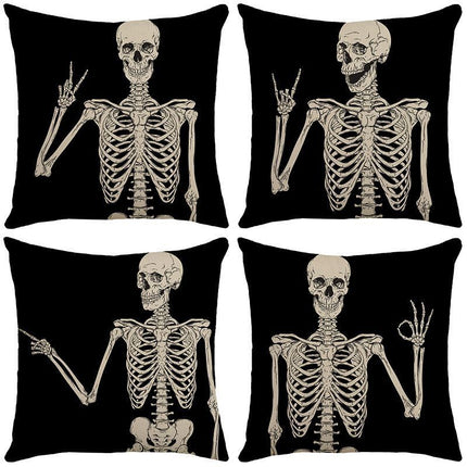 4PC Multi‑holiday Decor Pillow Cover, Halloween & Christmas Room Layout Supply, Style 47, Suitable For Sofa, Living Room, Bedroom, 45x45cm Does Not Include Pillow Core, Room Layout Cushion Cover For Indoor Festive Vibe Upgrade