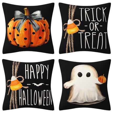 4PC Holiday Decorative Pillow Covers for Halloween & Christmas