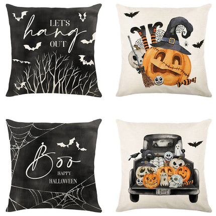 4PC Seasonal Decor Pillow Covers, Designed for Halloween & Christmas