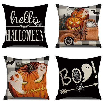 Halloween & Christmas Home Party Essential 4PC Pillow Covers, Style‑54, Suitable For Sofa, Living Room, Bedroom, 45x45cm, Pillow Insert Not Included, Neat Appearance Cushion Cover For Room Visual Upgrade