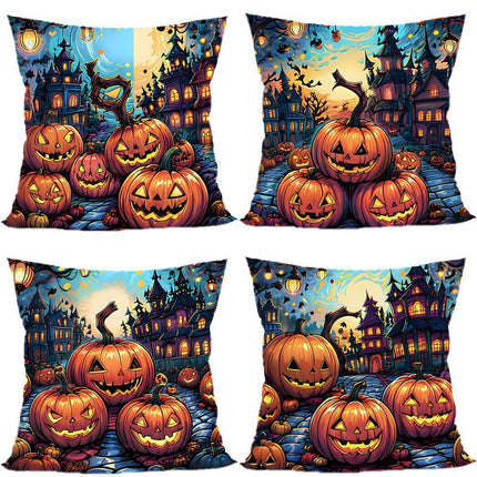 4PC Decorative Holiday Pillow Cover for Halloween & Christmas
