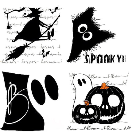 4PC Seasonal Decor Pillow Cover Fit for Halloween & Christmas