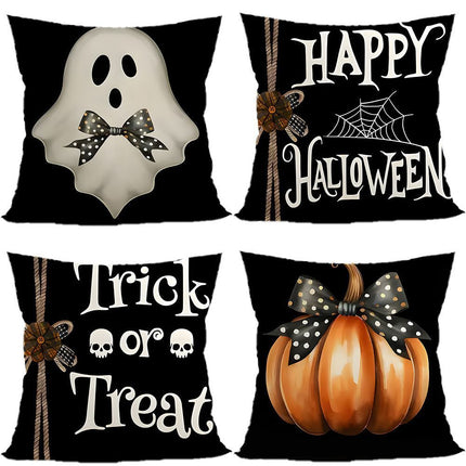 4PC Holiday Home Accent Pillow Cover for Christmas & Halloween