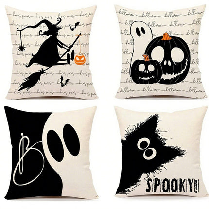 4PC Indoor Holiday Accent Pillow Cover for Christmas & Halloween
