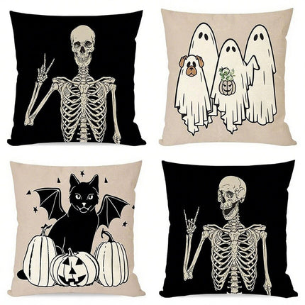 4PC Seasonal Decor Pillow Cover for Halloween & Christmas, Style‑103