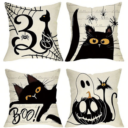 4PC Holiday Themed Pillow Cover Fit for Halloween & Christmas