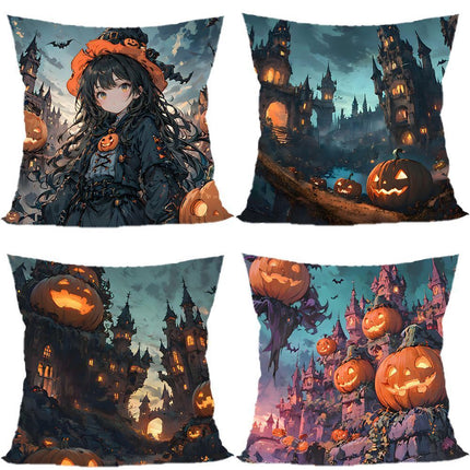 4PC Indoor Festival Accent Pillow Cover for Christmas & Halloween