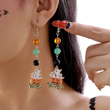 Pumpkin Ghost Pendant Gothic Tassel Earrings