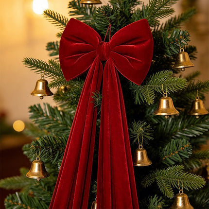 Christmas Tree Top Large Plush Bow Ornament