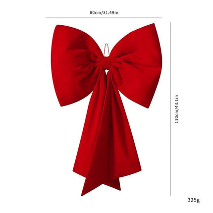 Christmas Large Hanging Bow Ornament, Soft Plush Tree‑top Decor For Holiday Indoor Arrangement, Red 110cm