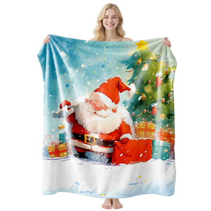 Christmas & Halloween Printed Flannel Blanket, Soft Nap Rest Throw Cover, Nice Holiday Gifting Option For Living Room, Style FLR‑116, Size M, 100x150cm