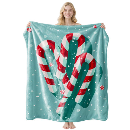 Holiday‑Pattern Flannel Throw Blanket, Christmas & Halloween Air‑Conditioning Cover, Delightful Present For Indoor Scenarios, Style FLR‑187, Size XS, 75x100cm